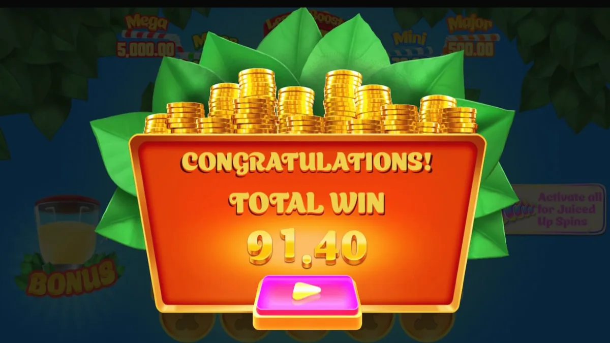 Lucky Lemons 2 Juiced Up slot game interface featuring vibrant lemon-themed graphics and pop-art style symbols.